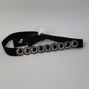NWT Express black elastic and silver beaded belt